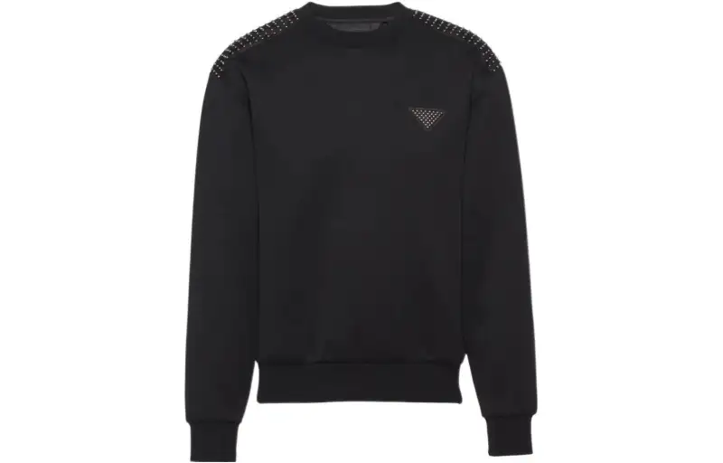 PRADA Sweatshirts Men's Black Crew Neck Moderate Regular