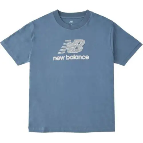 New Balance T Shirts Men's Blue Crew Neck Moderate Straight Fit