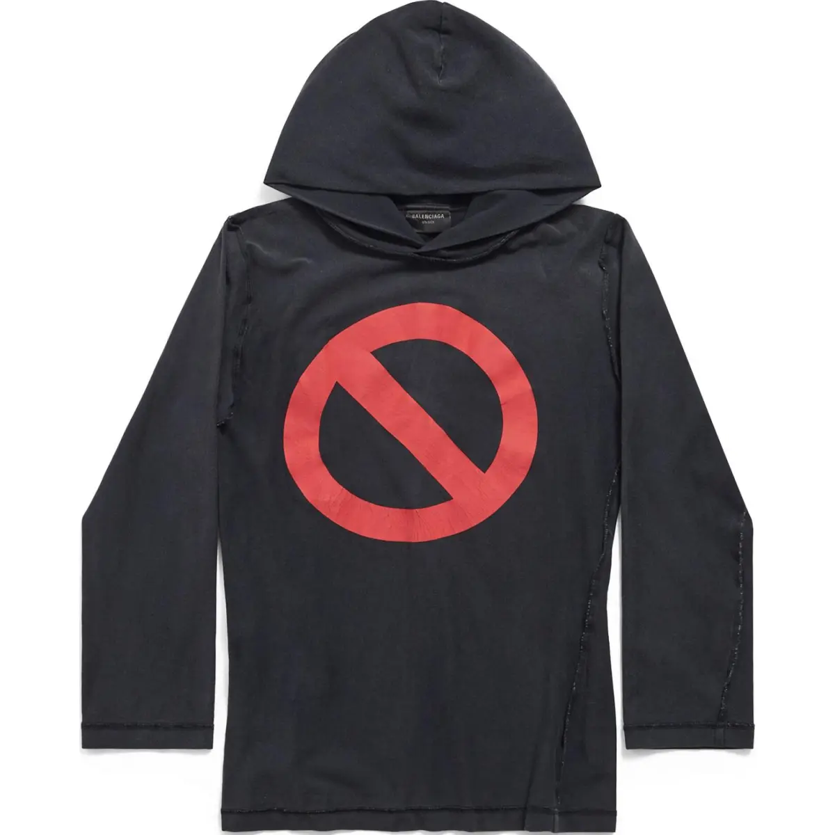 Balenciaga Hooded Letter Print Long Sleeved SS24 T Shirt Men's Black