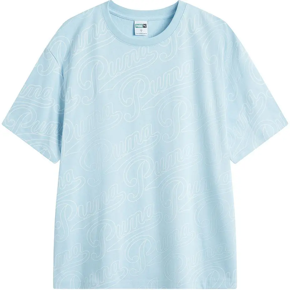 PUMA T-Shirts Unisex Blue Crew Neck Moderate