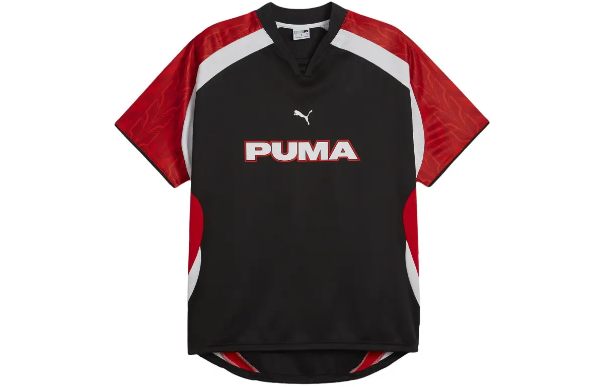 PUMA T-Shirts Unisex Black V-neck Moderate