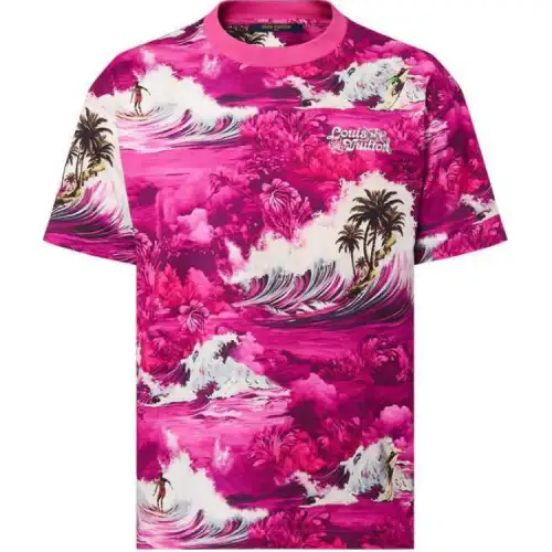 LOUIS VUITTON Printed Short Sleeved Cotton T shirt