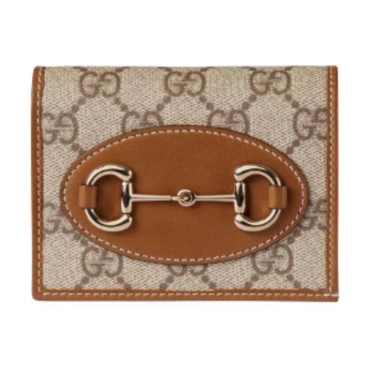Женская сумка Gucci Horsebit 1955 GG (бежево-коричневая)