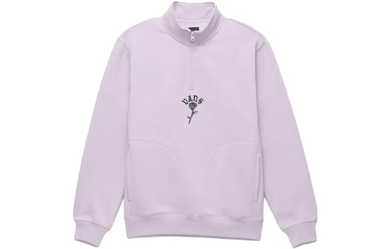 Vans Sweatshirts Unisex Light Purple Stand Collar Moderate Regular