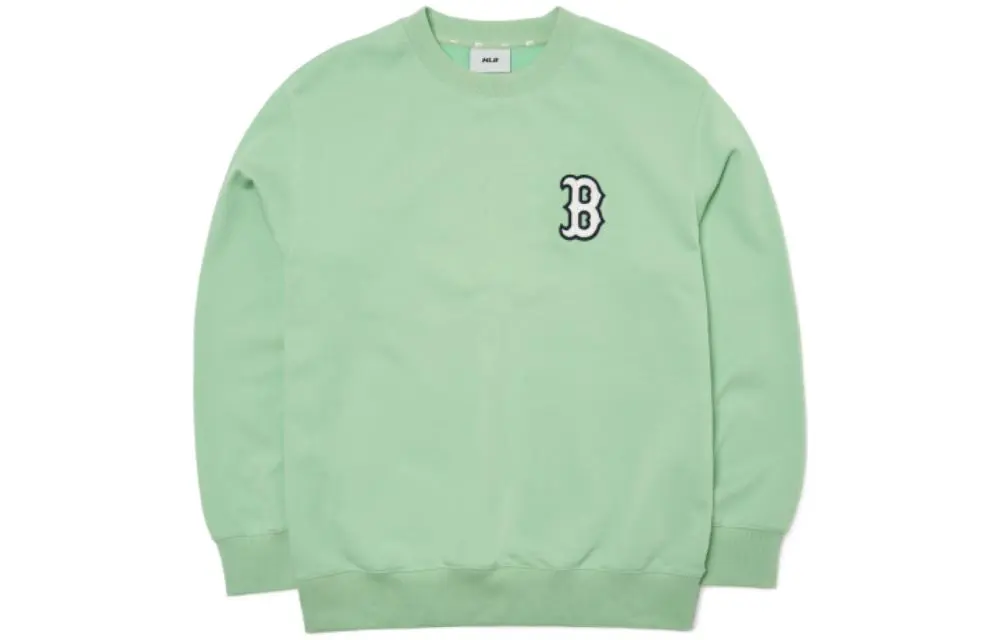 MLB Basic Logo Sweatshirts Unisex Green Crew Neck Moderate Regular