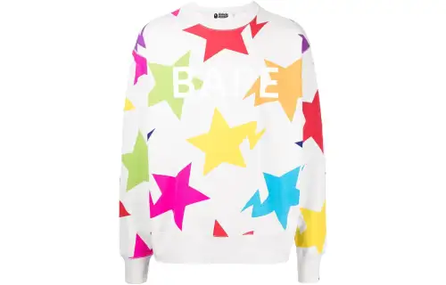 A BATHING APE Sweatshirts Men's White Crew Neck Moderate Regular