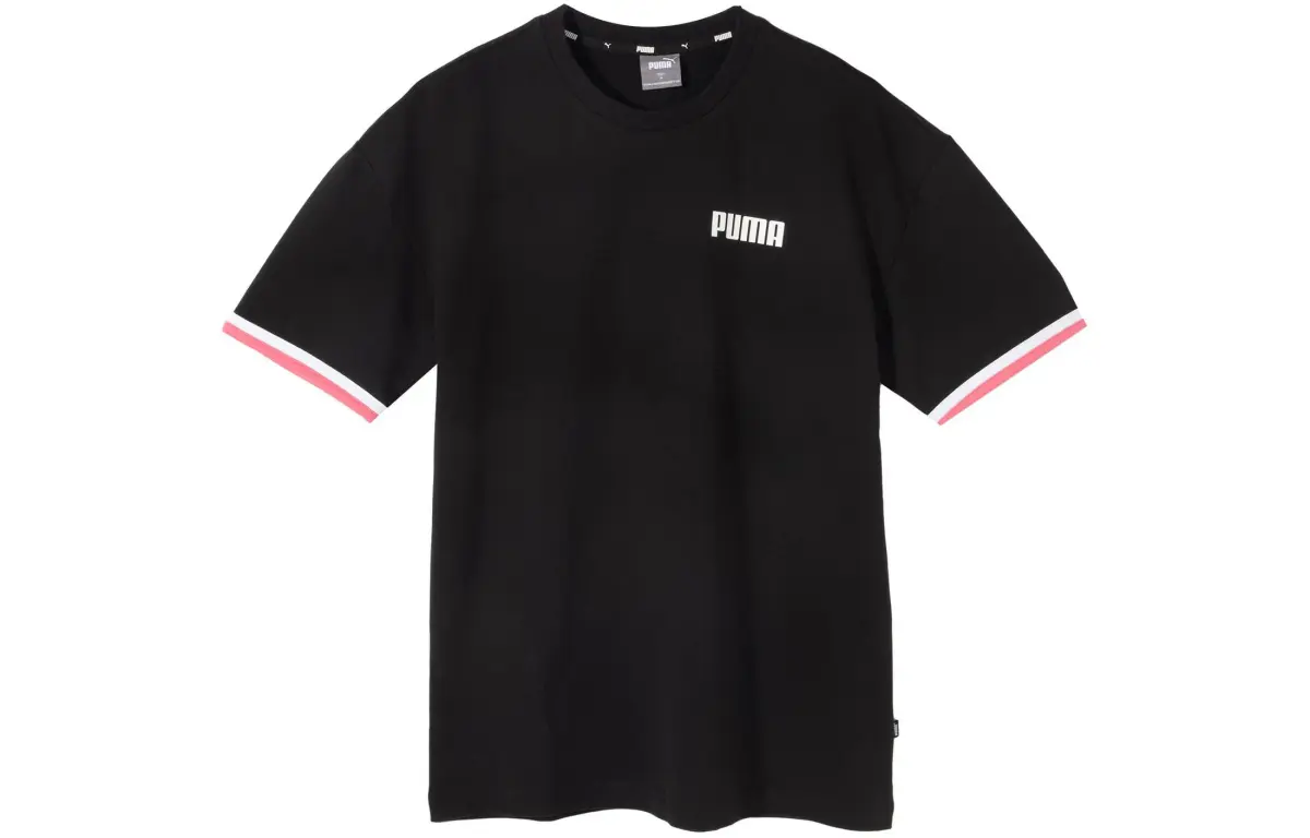 PUMA T-Shirts Men's Black Crew Neck Moderate Straight Fit