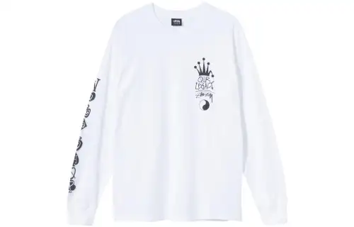 Stussy Sweatshirts Unisex White Crew Neck Moderate Regular