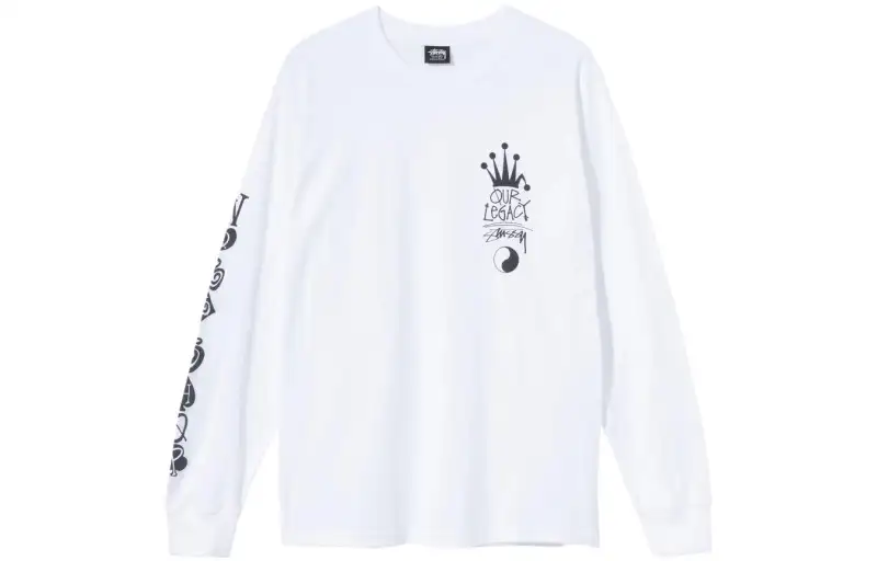 Stussy Sweatshirts Unisex White Crew Neck Moderate Regular