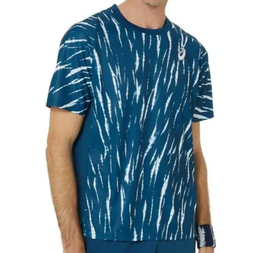 ASICS T Shirts Men's Blue Crew Neck Moderate Straight Fit