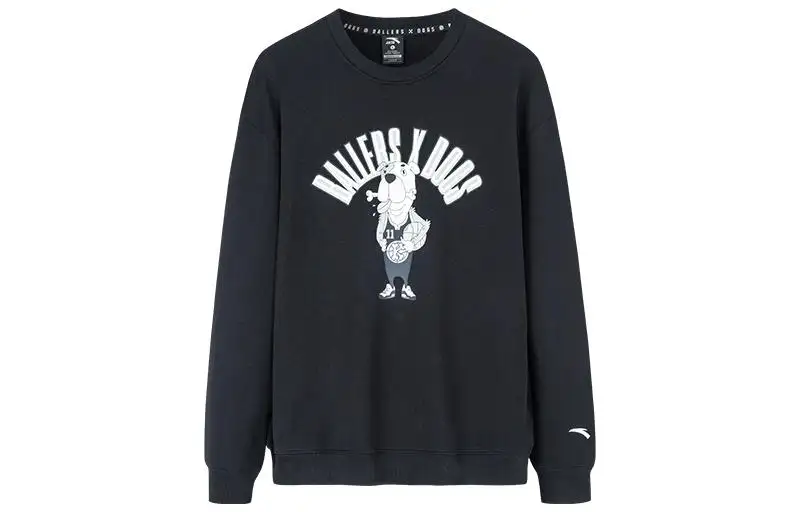 ANTA Basketball Collection Sweatshirts Unisex Black Crew Neck Moderate Regular