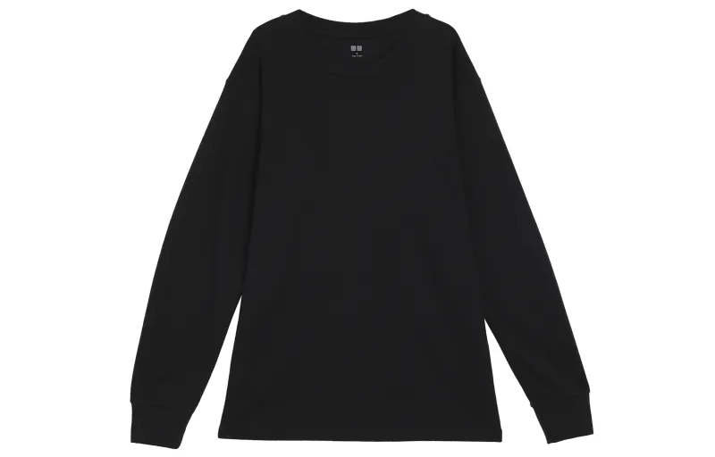UNIQLO T Shirts Unisex Black Crew Neck Moderate