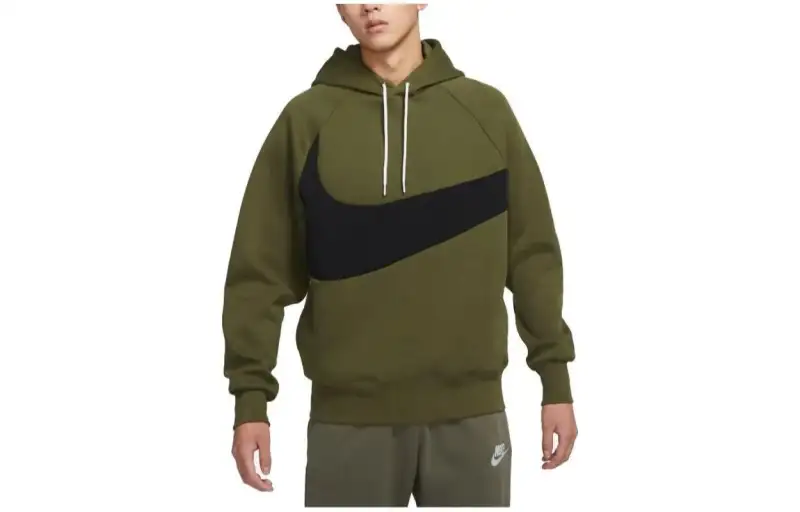 Nike SPORTSWEAR SWOOSH TECH FLEECE PULLOVER HOODIE Sweatshirt Men's Khaki Green