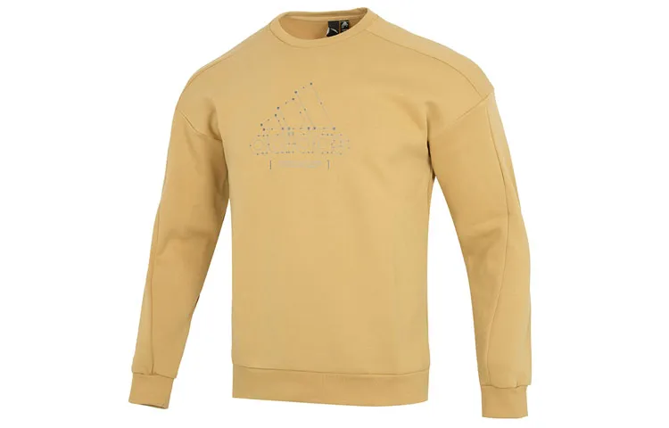 Adidas Sweatshirts Men's Khaki Crew Neck Moderate Regular