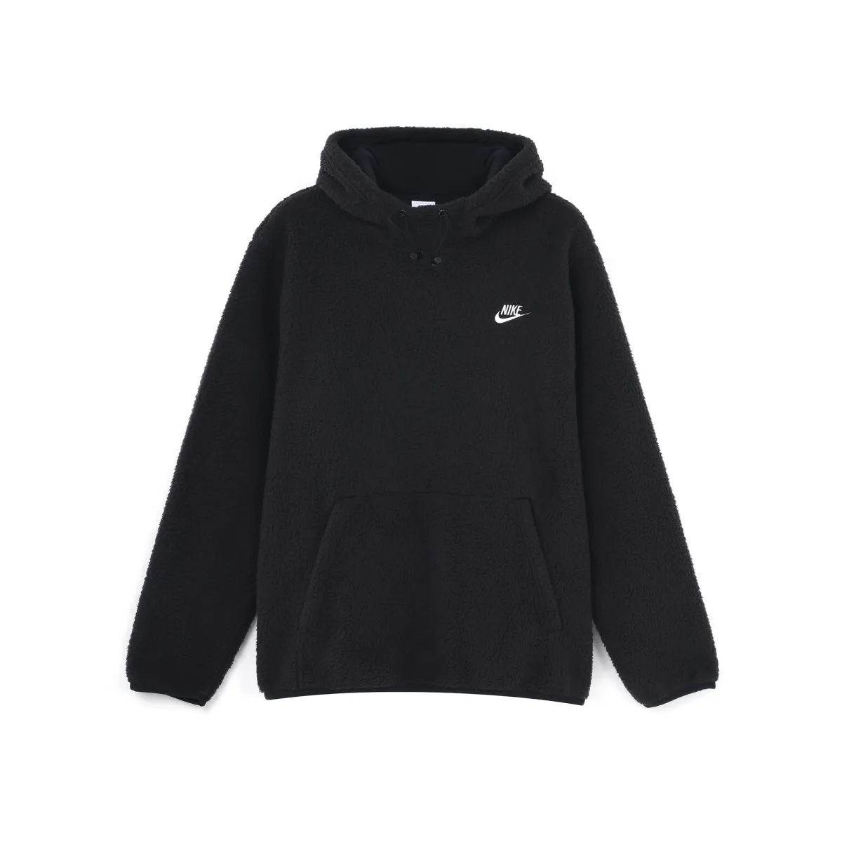 Nike Sportswear Essentials Casual Sports Breathable Brushed Pullover Fleece Lined Hooded Sweatshirt Winter Men's Black