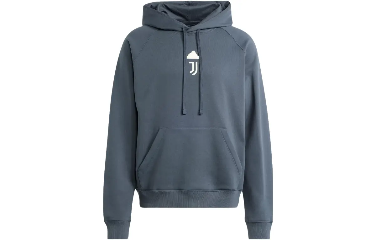 Adidas Juventus Sweatshirts Men's Dark Blue Gray Hooded Moderate Regular