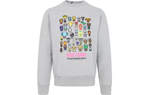 A BATHING APE Sweatshirts Men's Gray Crew Neck Moderate Regular