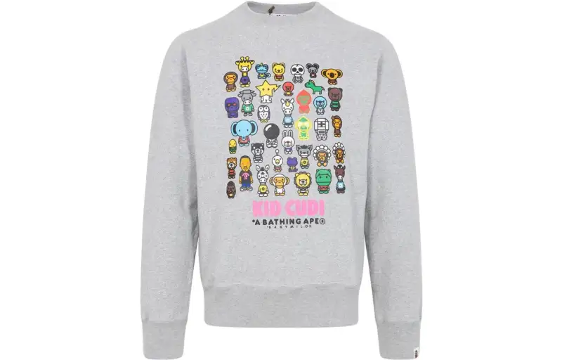 A BATHING APE Sweatshirts Men's Gray Crew Neck Moderate Regular