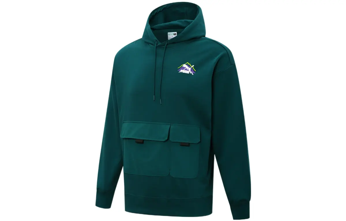 PUMA Sweatshirts Men's Green Hooded Moderate Regular