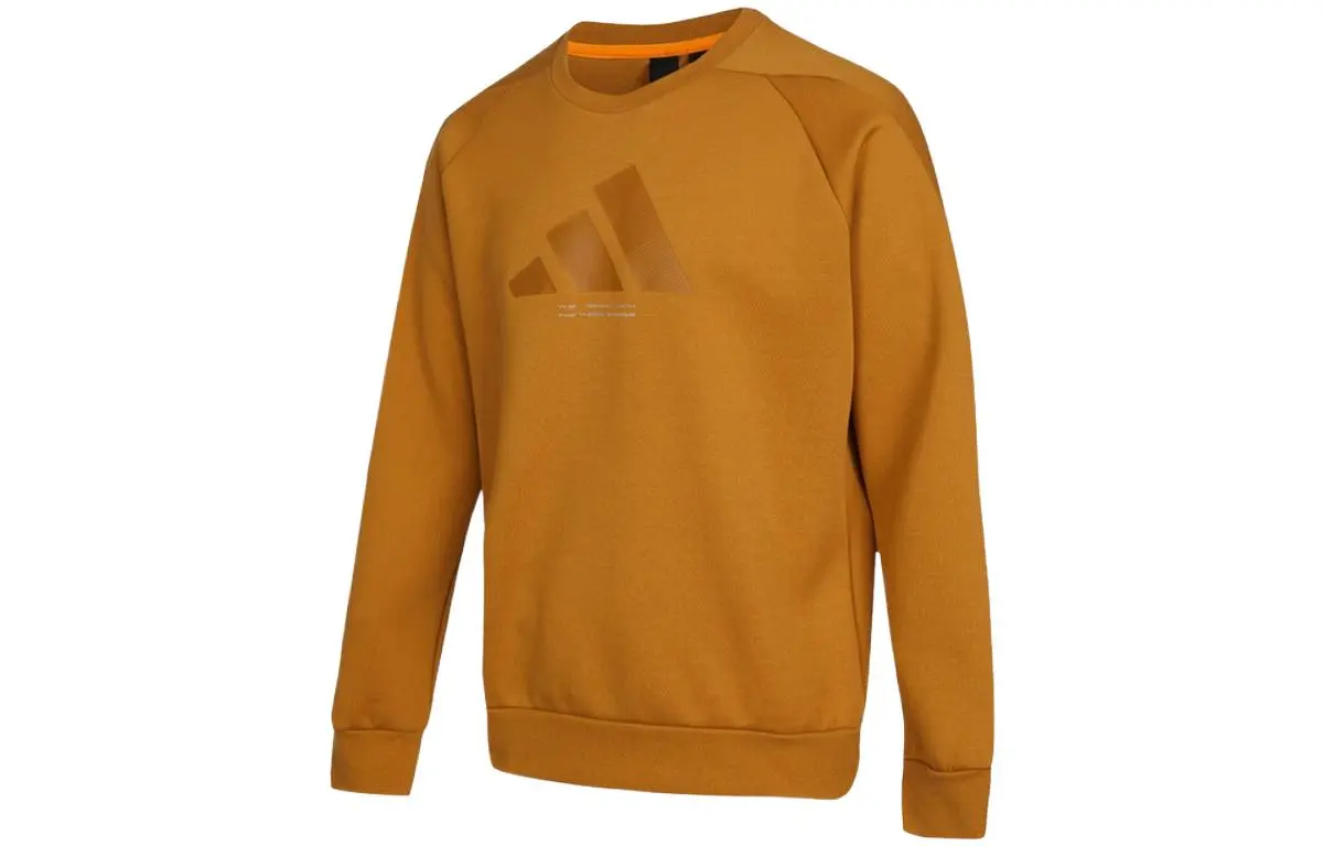 Adidas Sweatshirts Men's Wheat Brown Crew Neck Moderate Straight Fit