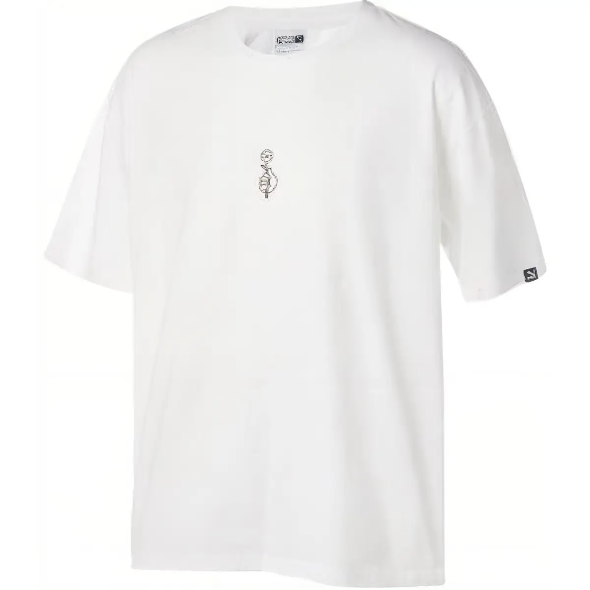 PUMA T-Shirts Men's White Crew Neck Moderate Straight Fit