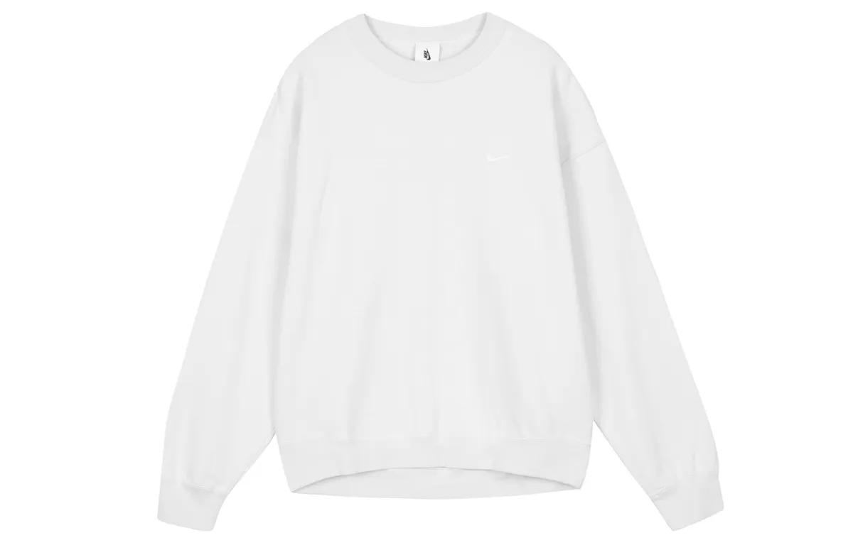Nike Sweatshirts Men's White Crew Neck Moderate Straight Fit