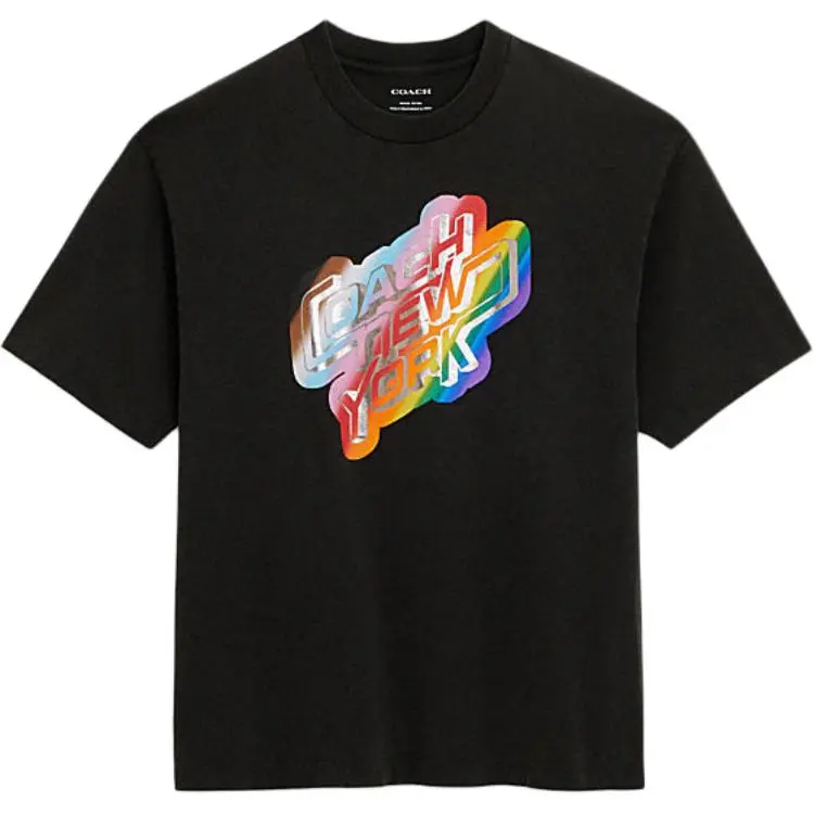 COACH T-Shirts Men's Black Crew Neck Moderate