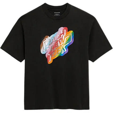 COACH T-Shirts Men's Black Crew Neck Moderate