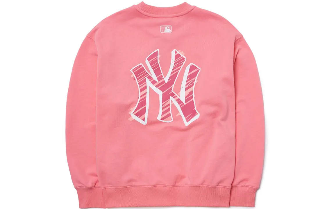 MLB Basic Logo Sweatshirts Unisex Pink Crew Neck Moderate Regular