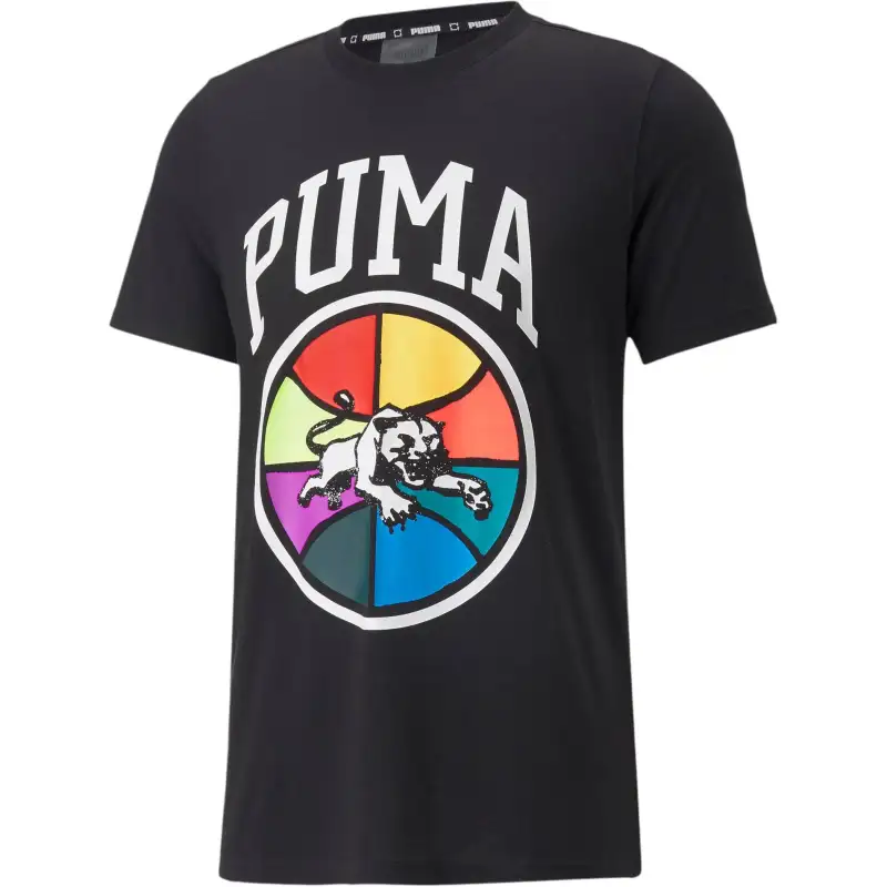 PUMA T Shirts Men's Black Crew Neck Moderate