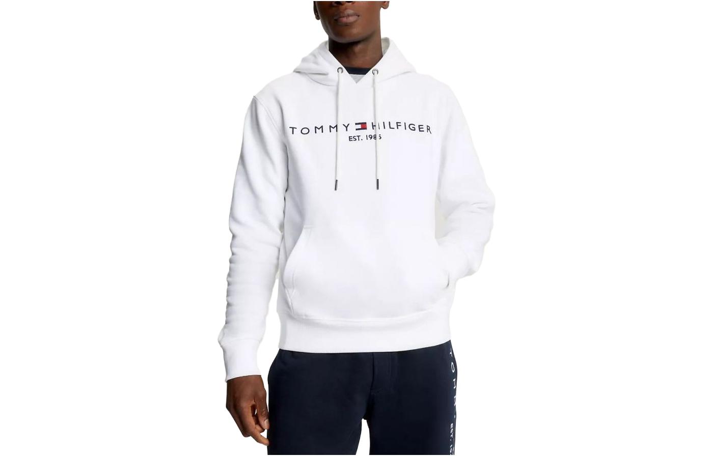 Tommy Hilfiger FW23 Embroidered Tommy Logo Hoodie Hoodies Sweatshirt Men's White