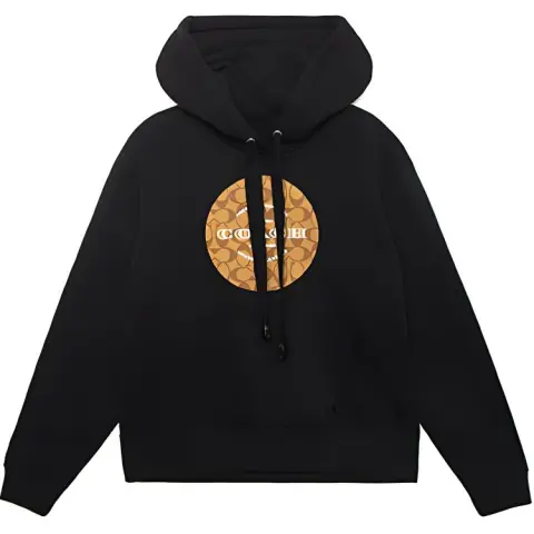 COACH Sweatshirts Unisex Black Hooded Moderate Straight Fit
