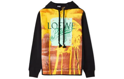 LOEWE Sweatshirts Men's Black Hooded Moderate Regular