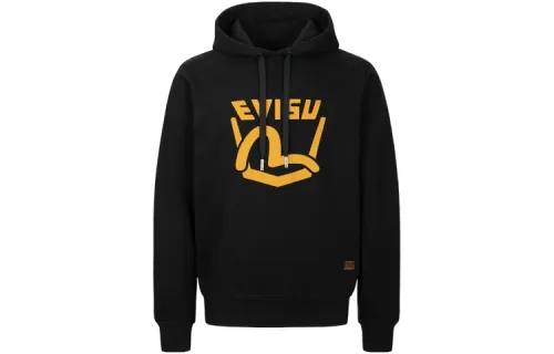 EVISU Sweatshirts Men's Black Hooded Moderate Regular