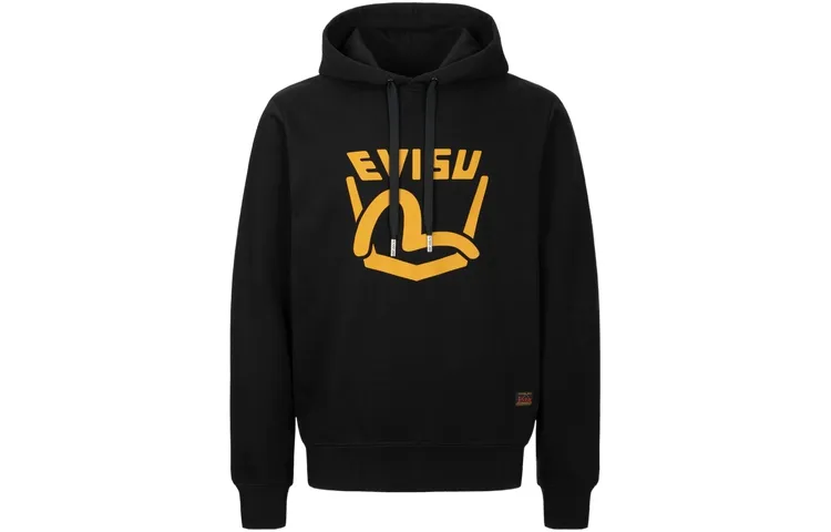 EVISU Sweatshirts Men's Black Hooded Moderate Regular