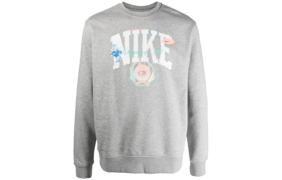Nike Sweatshirts Men's Gray Crew Neck Moderate Regular