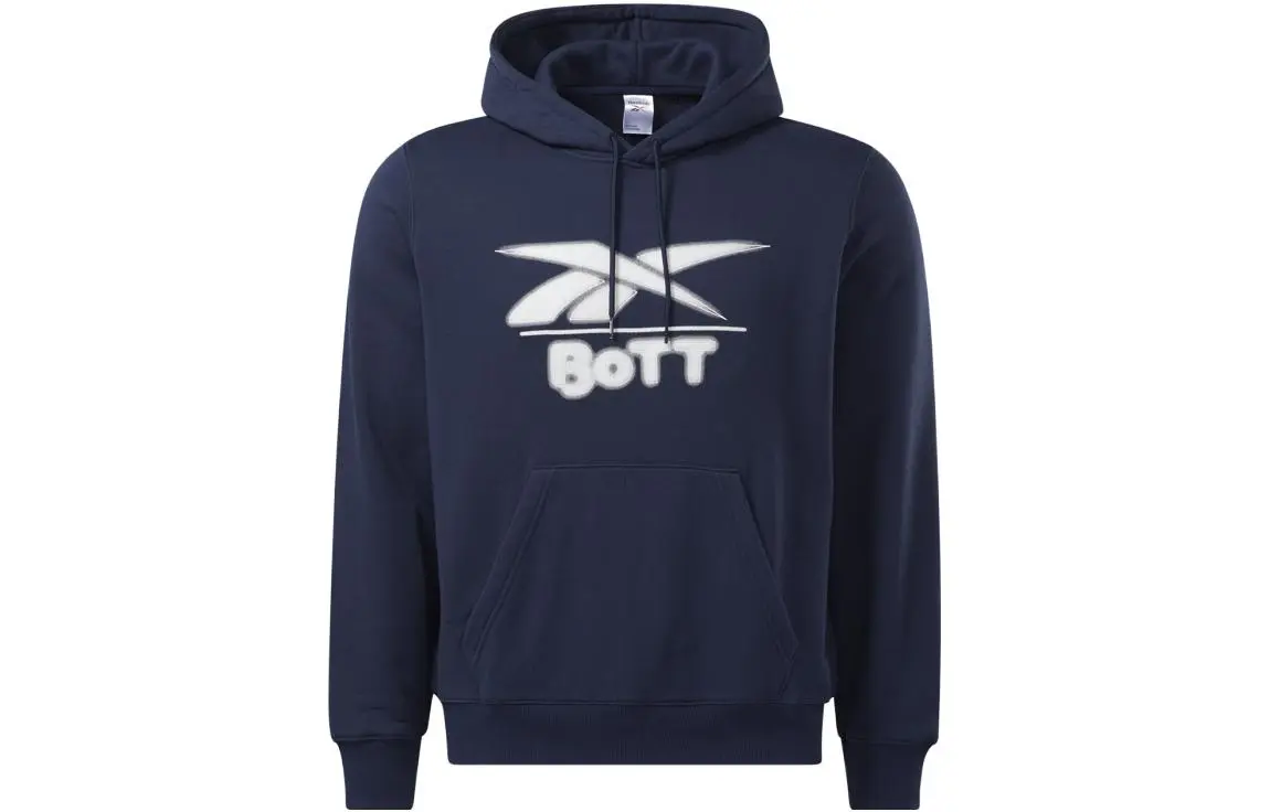 Reebok Sweatshirts Unisex Navy Blue Hooded Moderate Straight Fit
