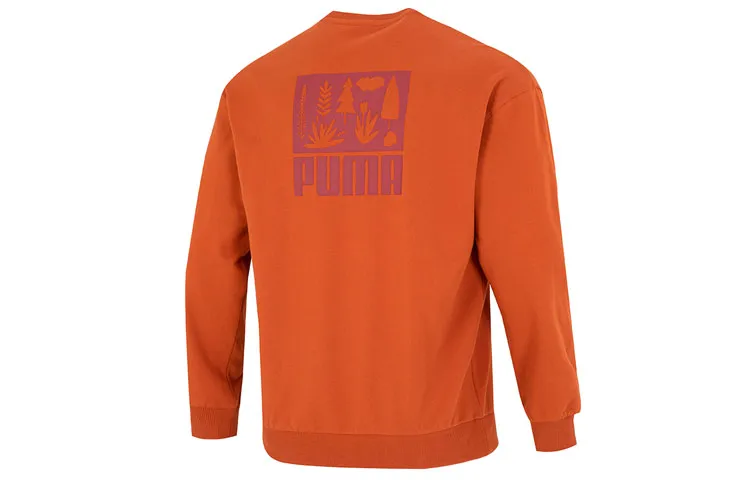 PUMA Sweatshirts Men's Orange Crew Neck Moderate Regular
