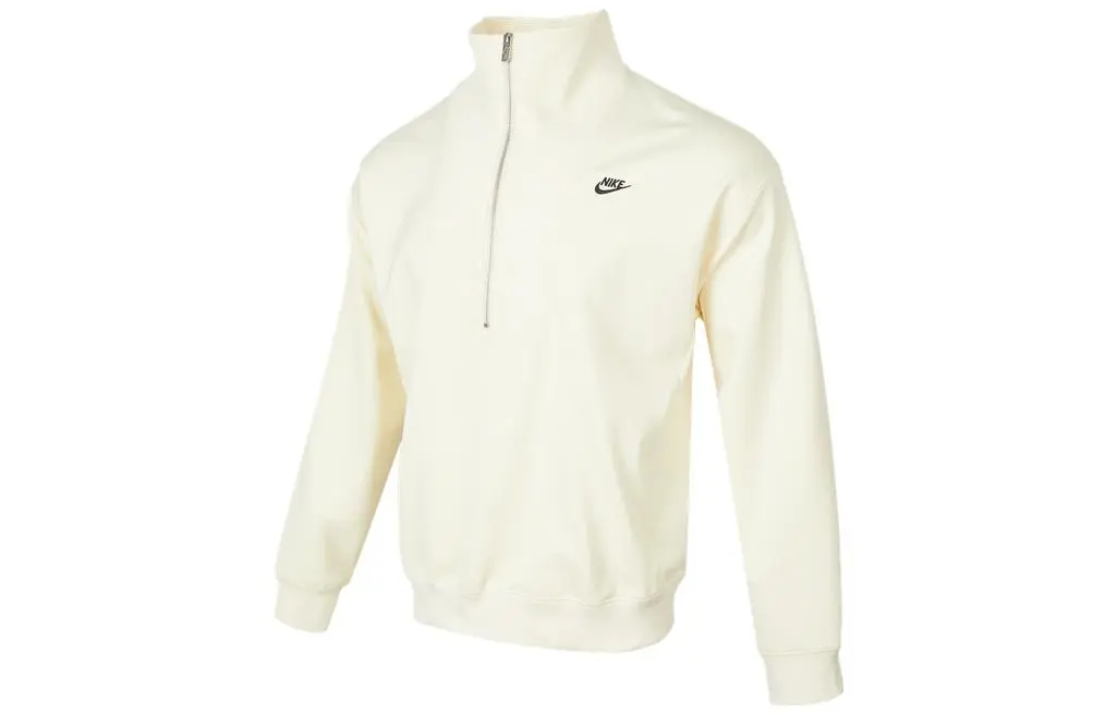 Nike Sweatshirts Men's White Stand Collar Moderate Regular
