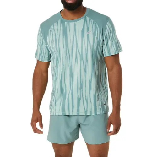 ASICS T Shirts Men's Green Crew Neck