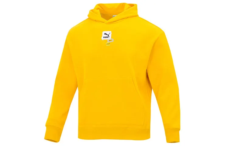 PUMA Sweatshirts Men's Yellow Hooded Moderate Regular