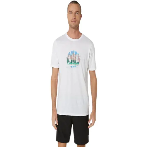 ASICS T Shirts Unisex White Crew Neck Moderate