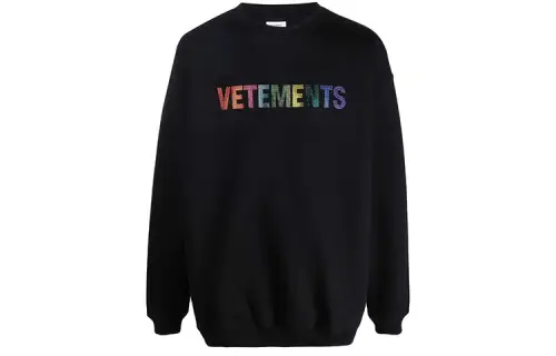 Vetements Sweatshirts Unisex Black Crew Neck Moderate Regular