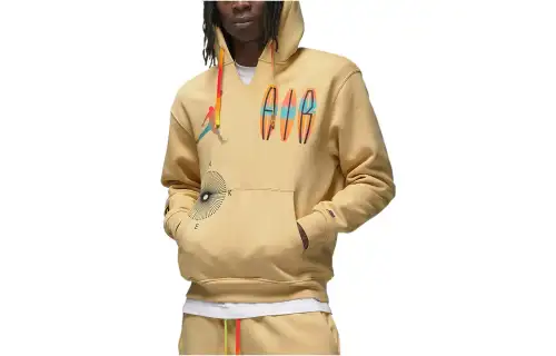 Jordan Flight MVP Sweatshirts Men's Khaki Hooded Moderate Regular