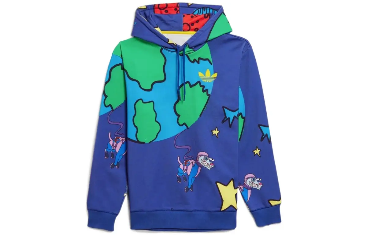 Adidas Originals Kerwin Frost Sweatshirts Men's Blue Hooded Moderate Straight Fit