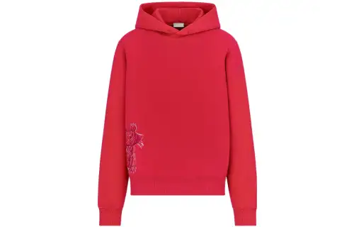 DIOR Quarterly New Products Sweatshirts Men's Red Hooded Moderate