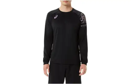 ASICS Dry Aurora Print Sweatshirts Men's Black Crew Neck Moderate Other