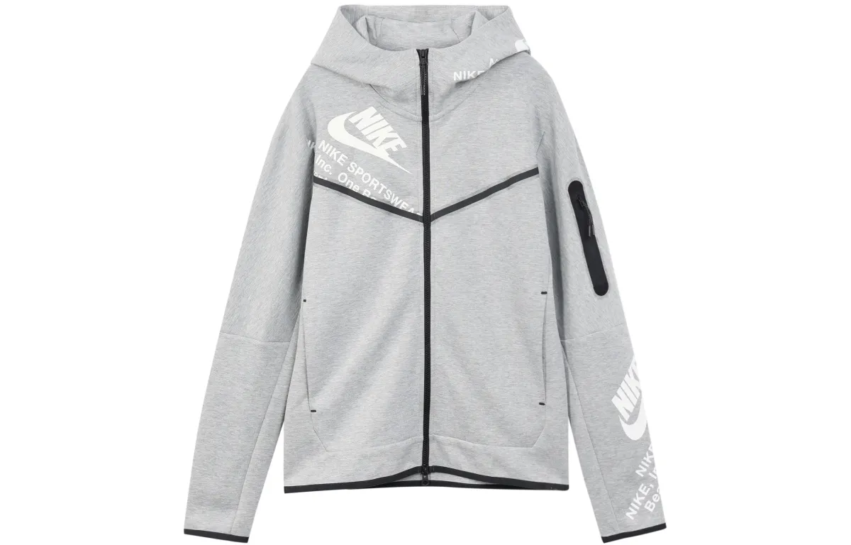 Nike Sweatshirts Men's Gray Hooded Moderate Cardigan