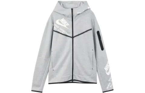 Nike Sweatshirts Men's Gray Hooded Moderate Cardigan