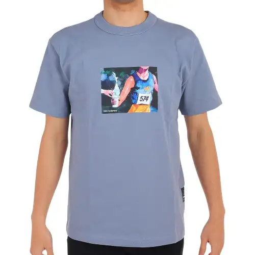 New Balance Jacob Rochester T Shirts Men's Blue Crew Neck Moderate Other